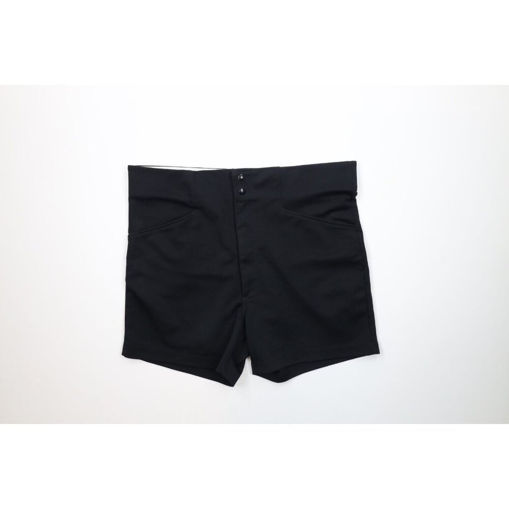Vtg 70s Swingster Mens 40 Blank Above Knee Knit Coach Coaches Shorts Black USA